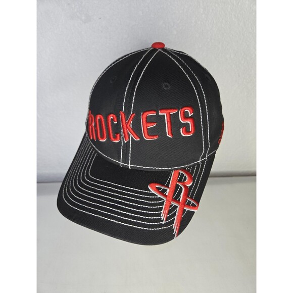 Houston Rockets Hat Cap Snap Back Black Red NBA Basketball Mens One Size Adidas - Picture 1 of 7
